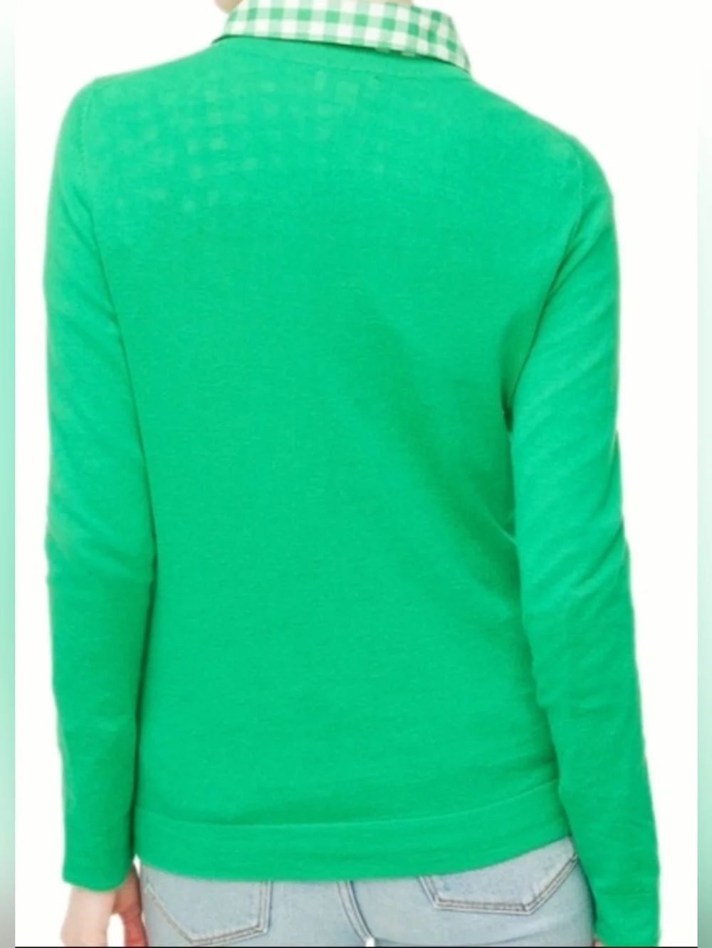 J. Crew Teddie Women's Kelly Green Crewneck Sweater 100% Cotton Medium - Picture 9 of 16
